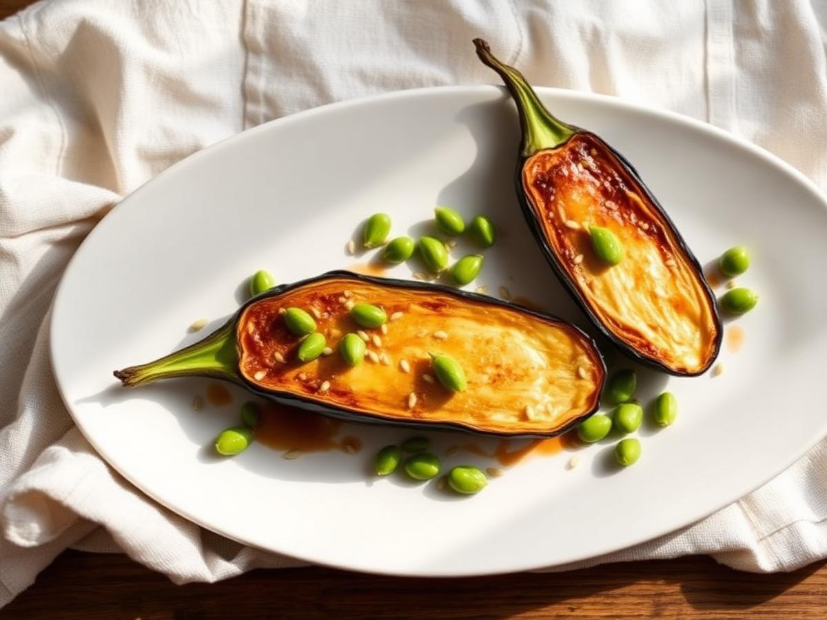 Miso Glazed Eggplant with Edamame